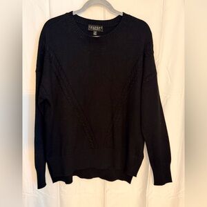 Laundry By Shelli Segal Black Cable Knit Crewneck Sweater